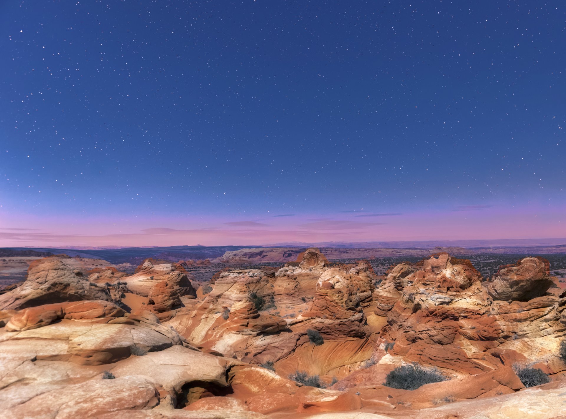 estados unidos arizona parque nacional rocas noche estrellas