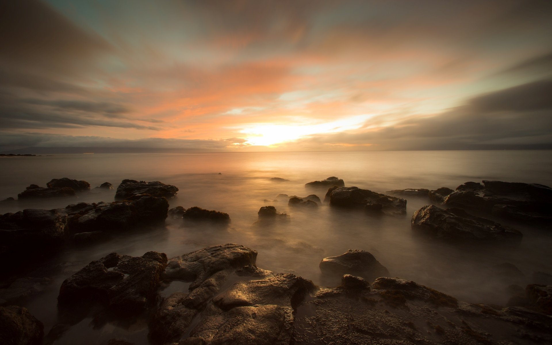 naturaleza mar agua rocas horizonte cielo puesta de sol nubes noche fondo fondo de pantalla pantalla ancha pantalla completa pantalla ancha