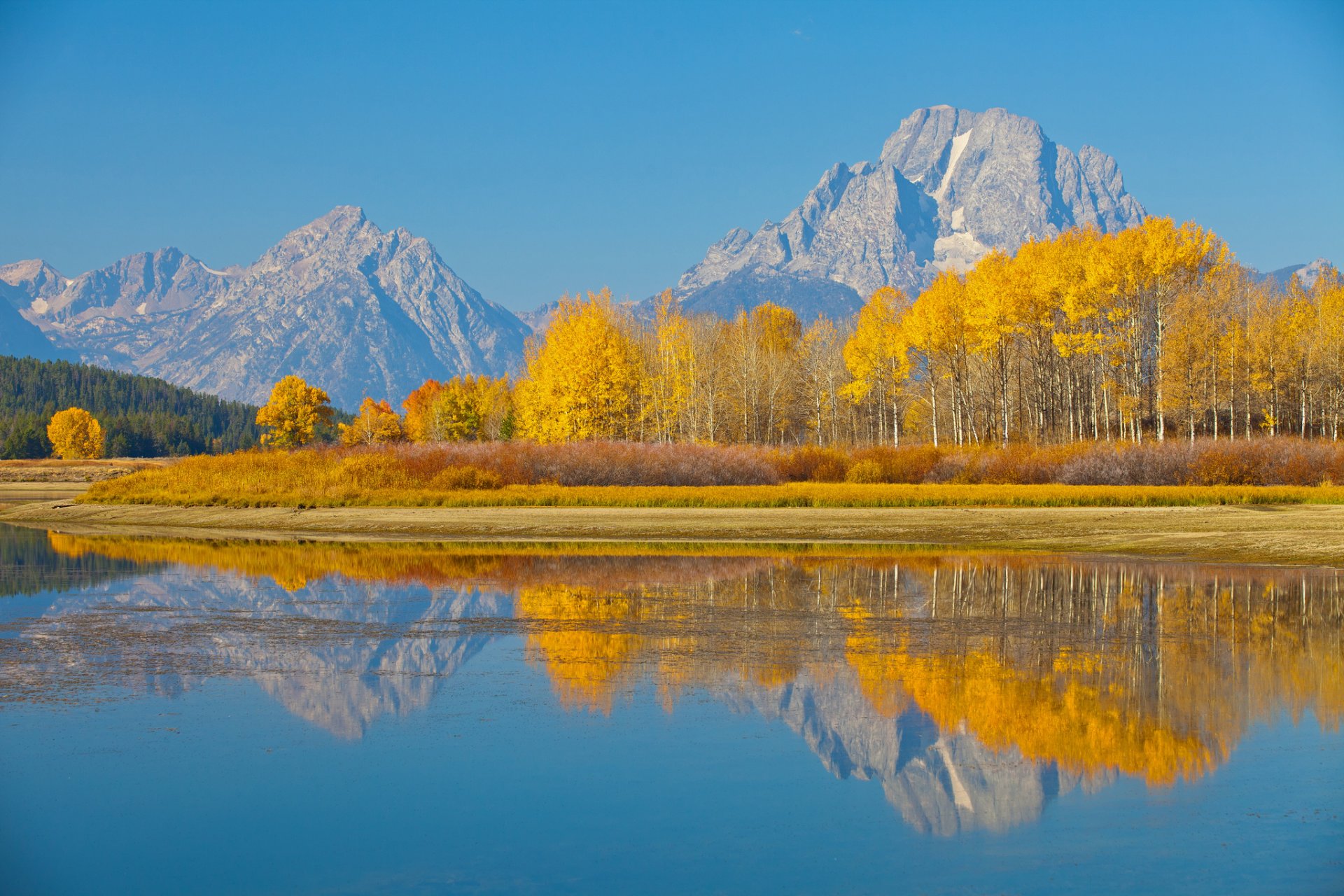 stati uniti wyoming grand teton national park monte moran lago natura autunno alberi