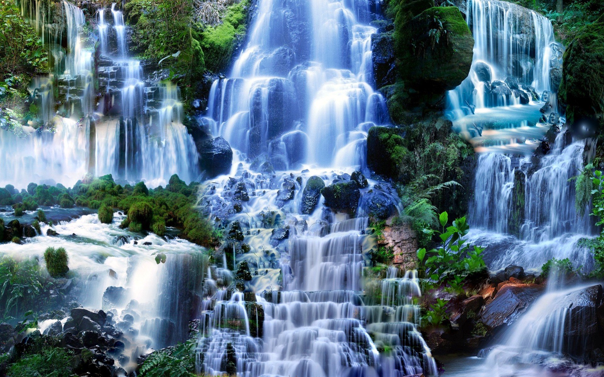 collage cascada cascadas naturaleza paisaje