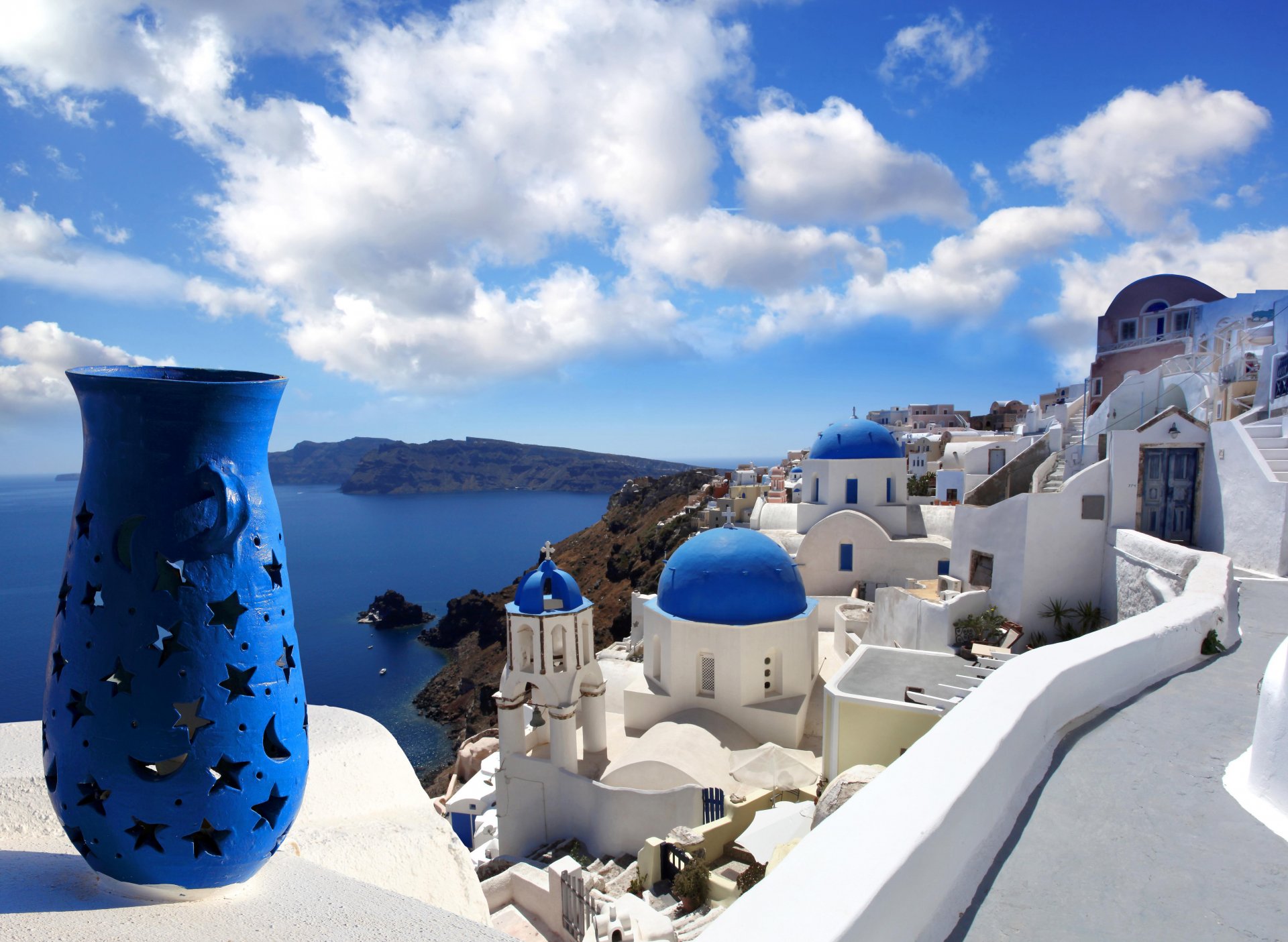 natur landschaft meer häuser griechenland santorini