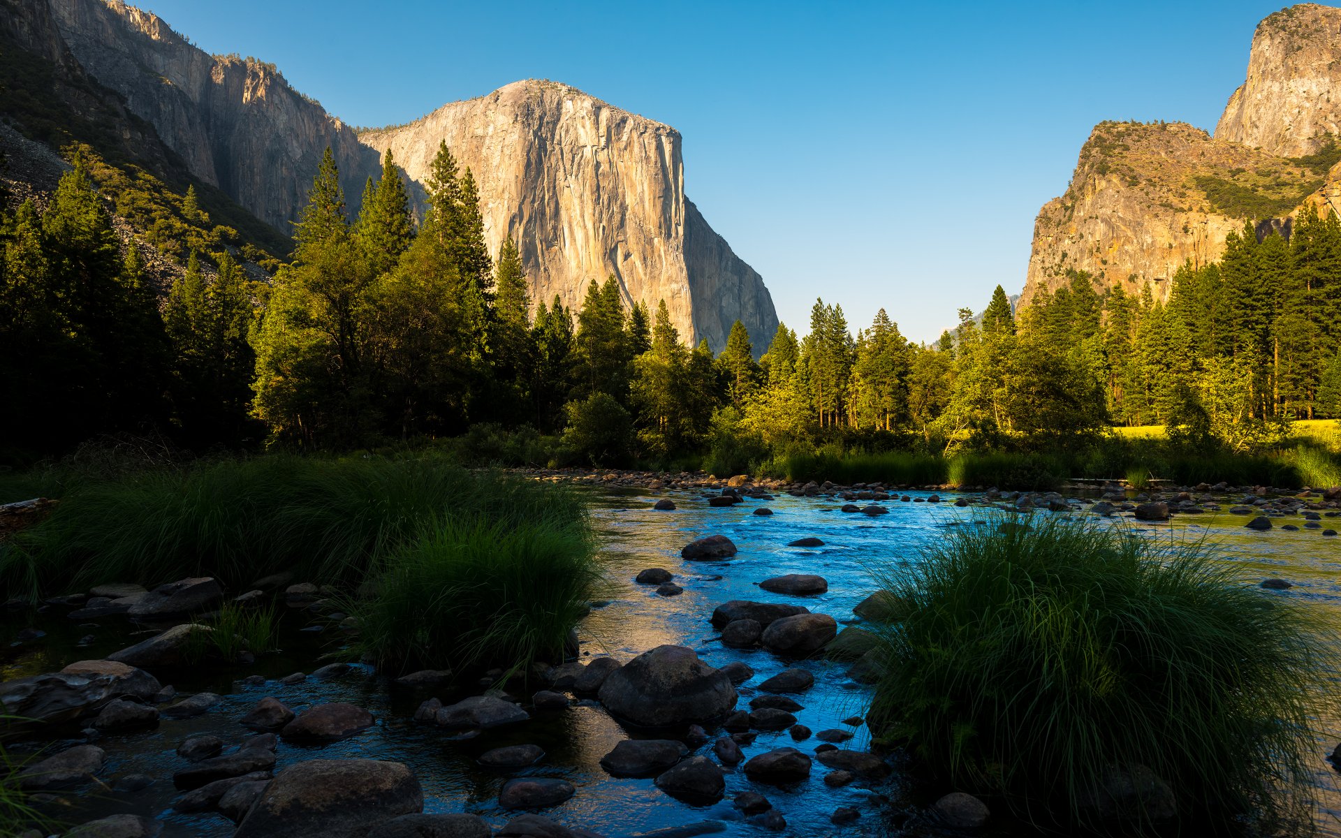 berge wald panorama yosemite national park kalifornien sierra nevada berge tal fluss