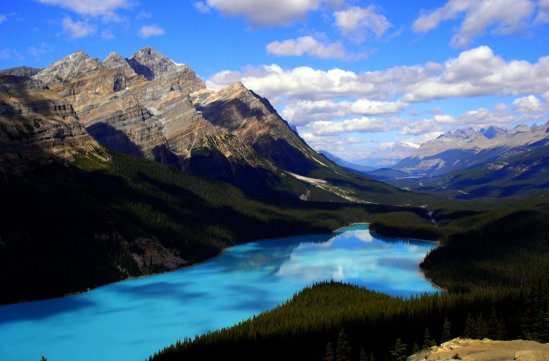 kanada alberta berge wald see