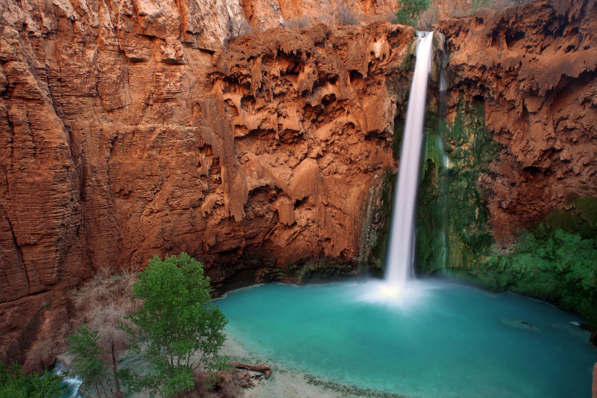 góry rzeka wodospad natura hawa sui falls havasupai indian reservation wielki kanion arizona