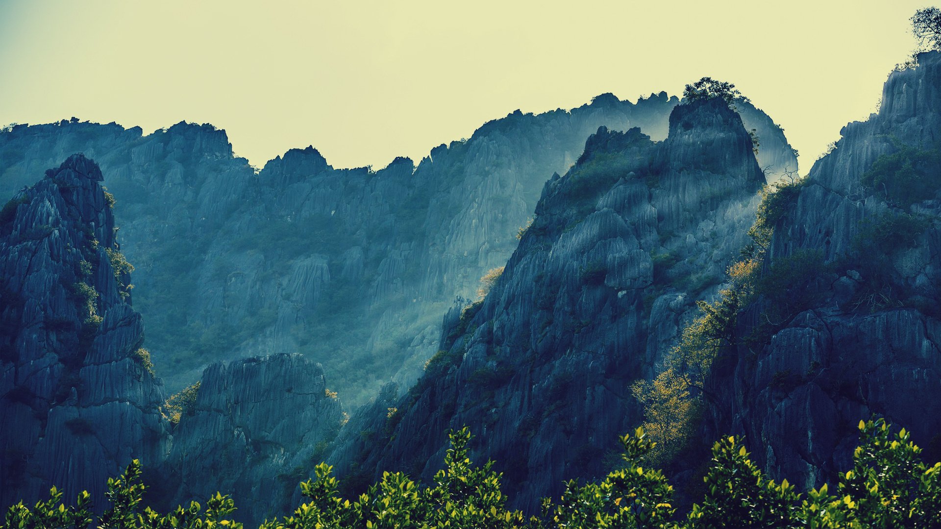 paysage nature montagnes lumière ciel arbres thaïlande thaïlande paysages roches