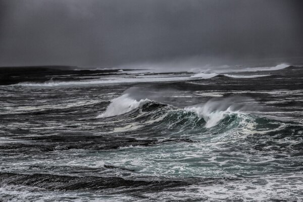 Stormy sea under a gloomy sky