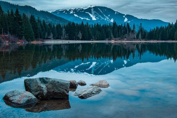 Lago vicino alle montagne in Canada