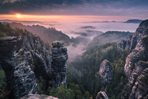 Morning fog in the mountains