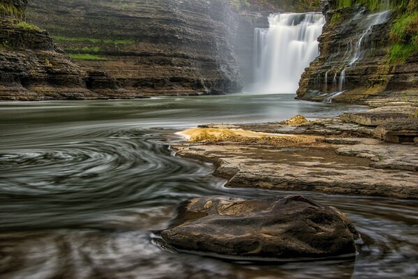 Nature, rocks, waterfall, beautiful landscape