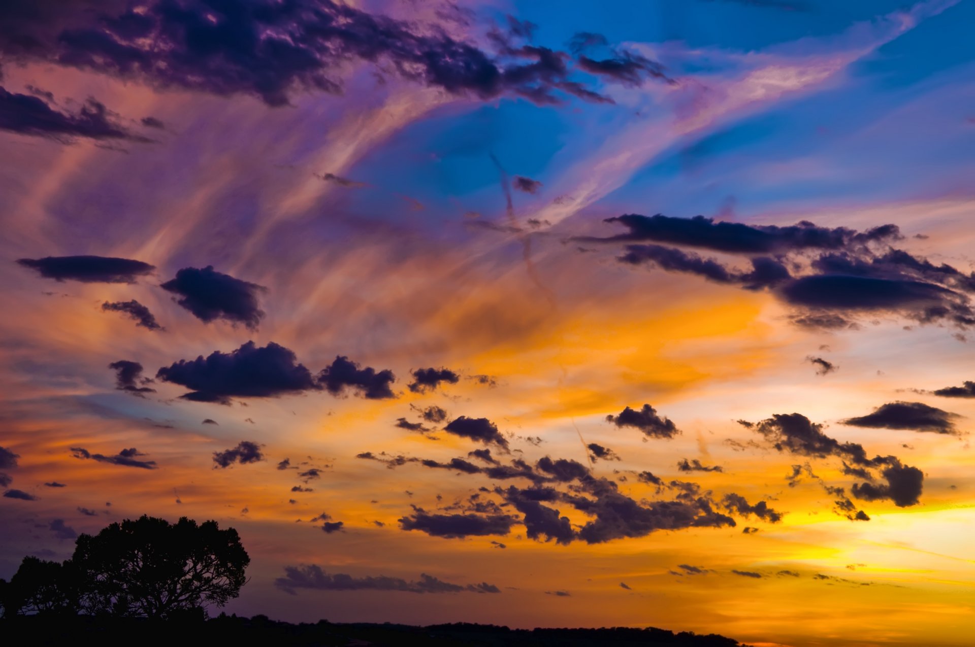 himmel wolken sonnenuntergang baum