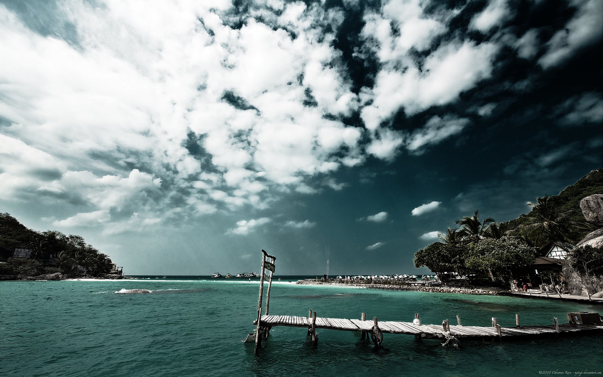 ea bridge sky clouds beach