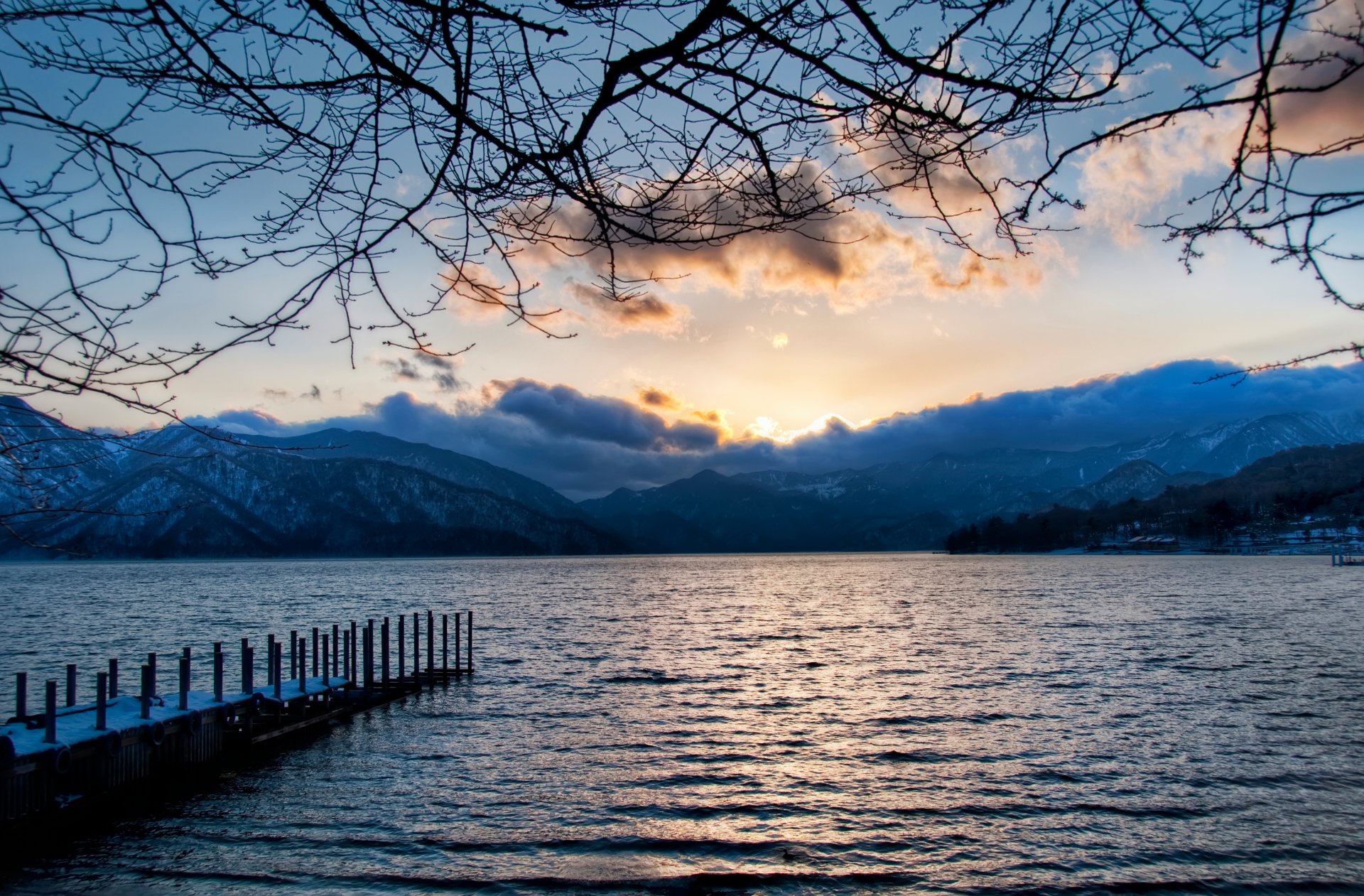 the lake at nikko lake clouds mountain