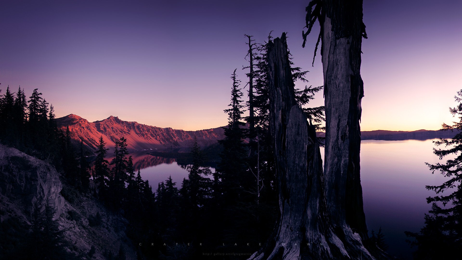 coucher de soleil lac arbres montagnes