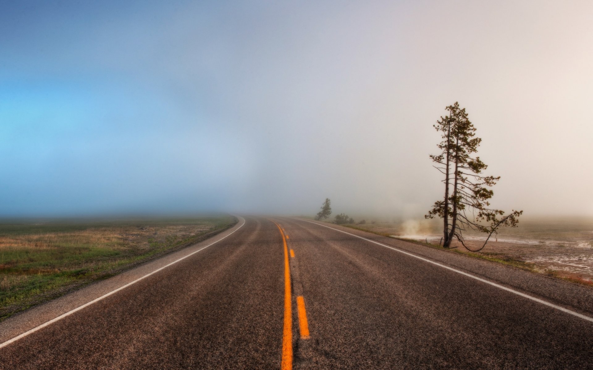 straße nebel widescreen hintergrundbilder