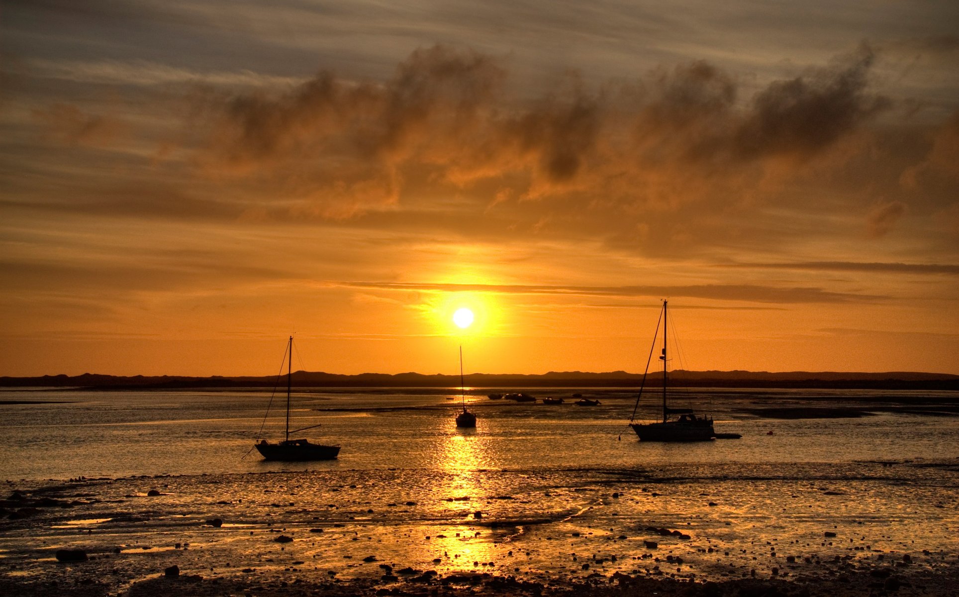 escocia puesta del sol yate mar cielo