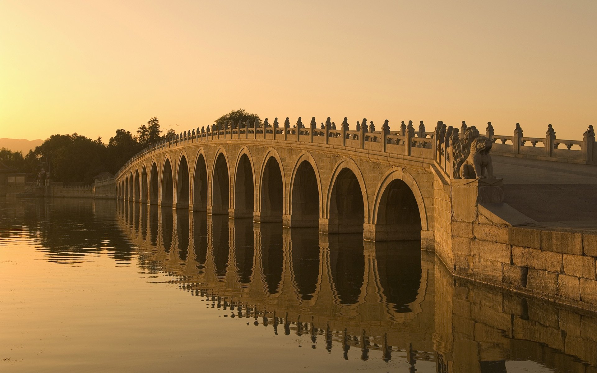 sonnenuntergang brücke fluss