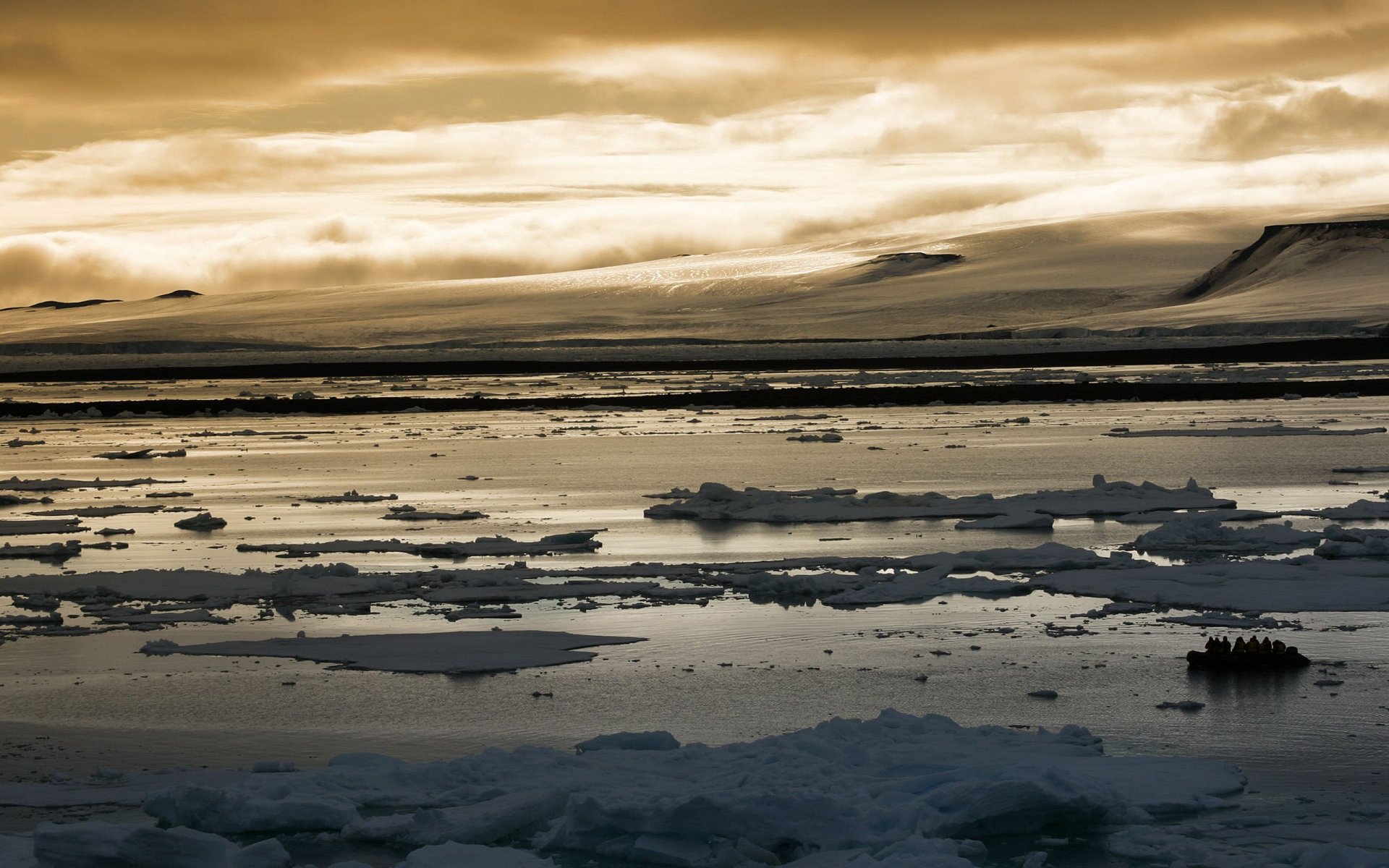 río hielo montañas nubes