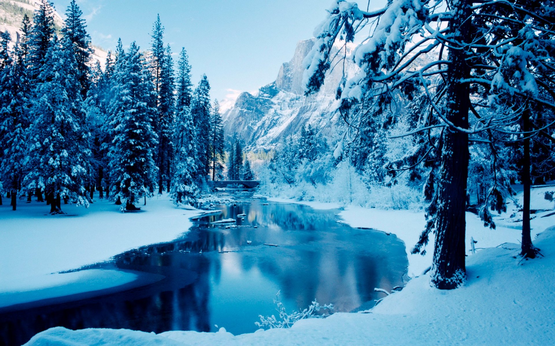 winter fluss berge bäume