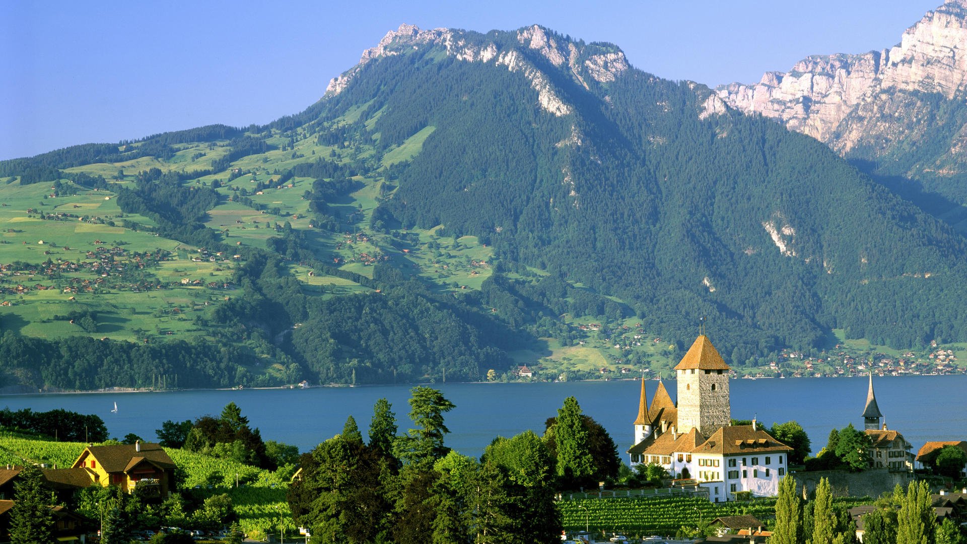 suiza castillo lago