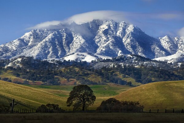 Nature californienne, montagnes enneigées