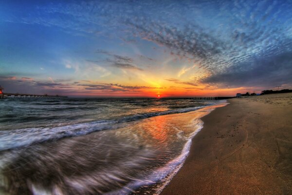 Beautiful coast with sunset background