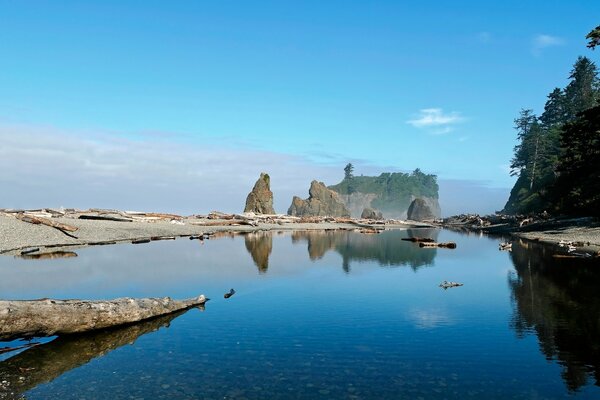 Paisaje tranquilo de agua clara y piedras