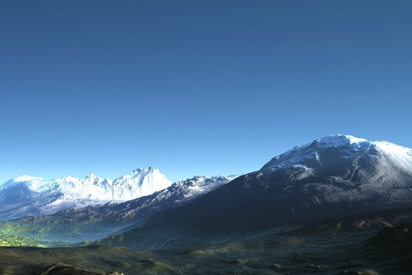 Mountain peaks covered with snow