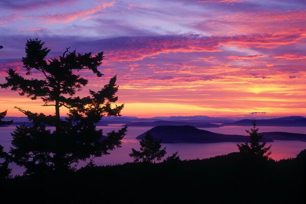 Nature landscape at sunset