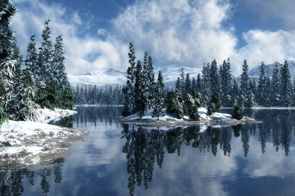 Rivière de la forêt en hiver