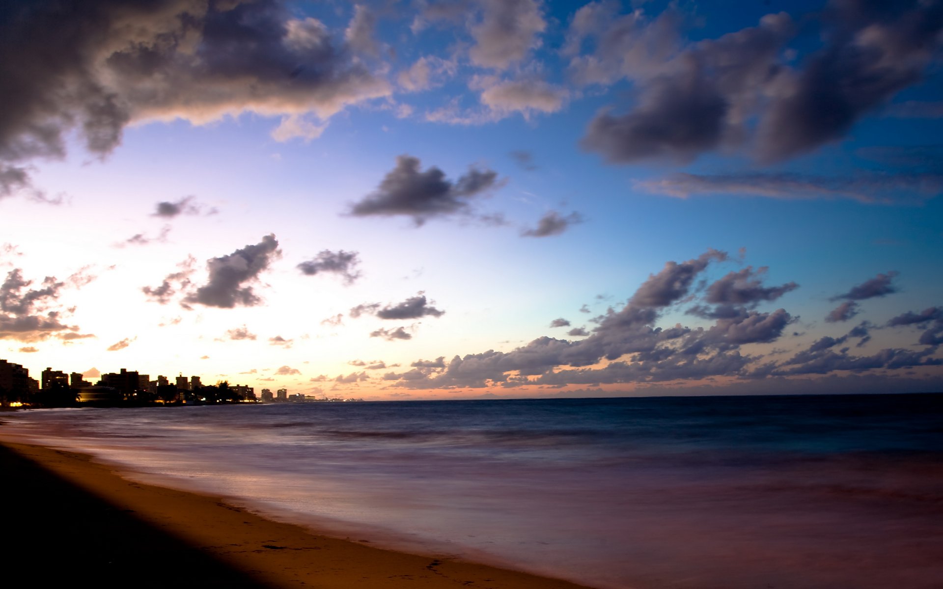 costa mar nubes noche