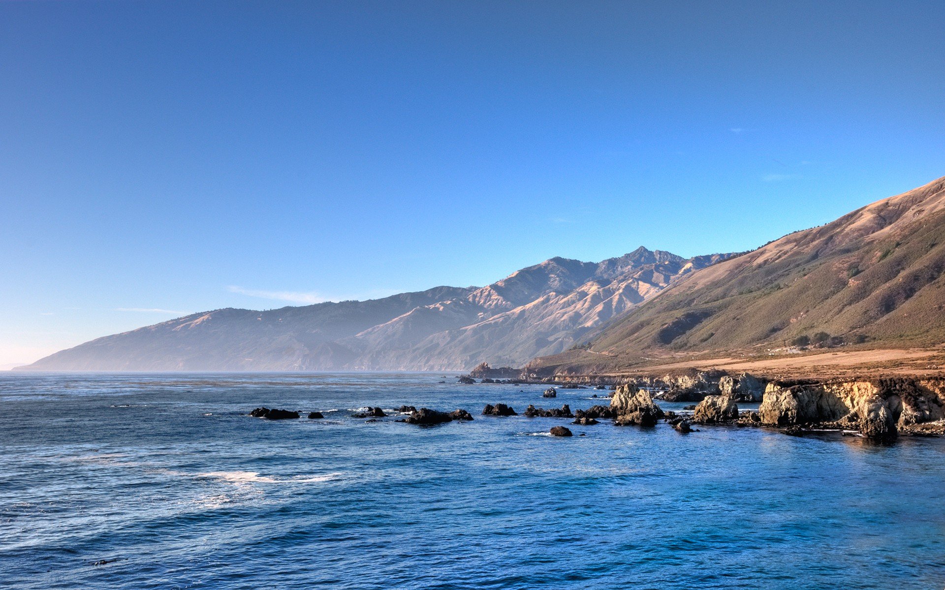 océano montañas costa azul california cielo agua