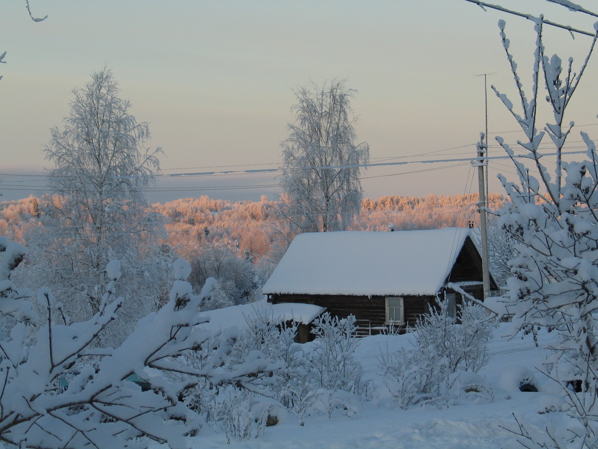 invierno nieve árboles casa