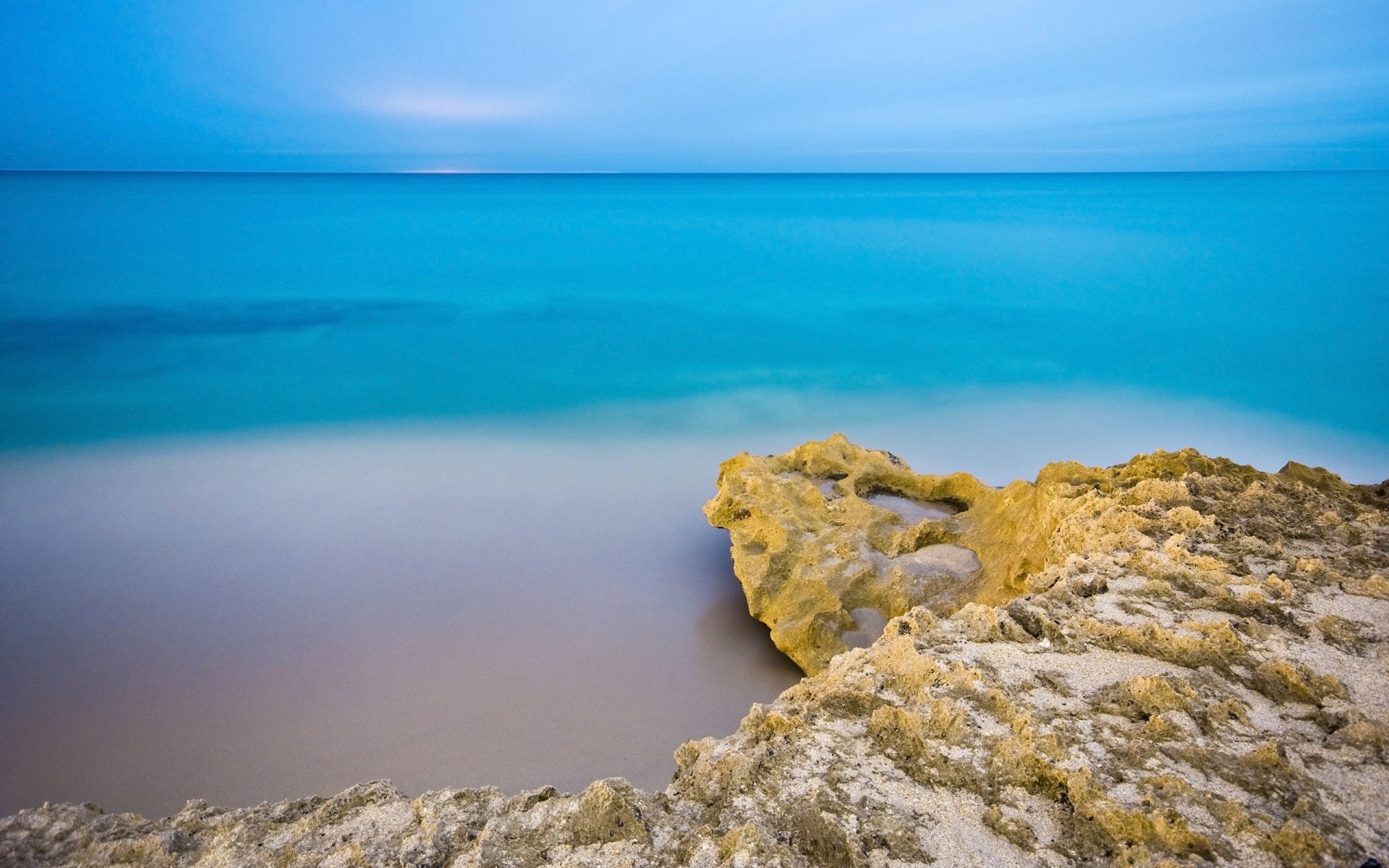 beach rock sea sky morning water