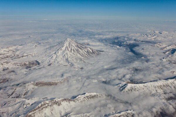 Snow-capped mountains from a height