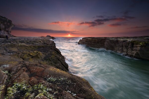 Beau coucher de soleil de nouvelle-Zélande