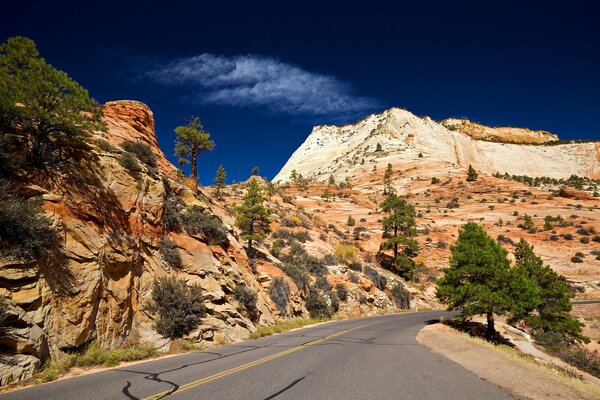 Photo of the road among the rocks