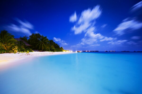 Maldives in evening beauty on the beach