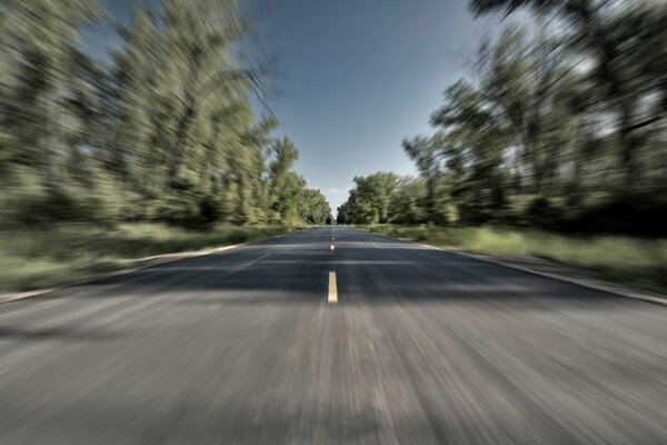 The road in high-speed traffic