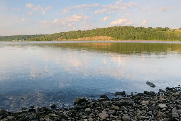 Beautiful stone lake shore