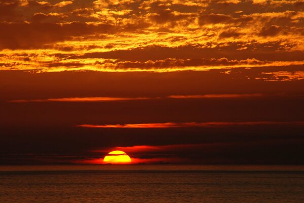 Bloody sunset over the Pacific Ocean