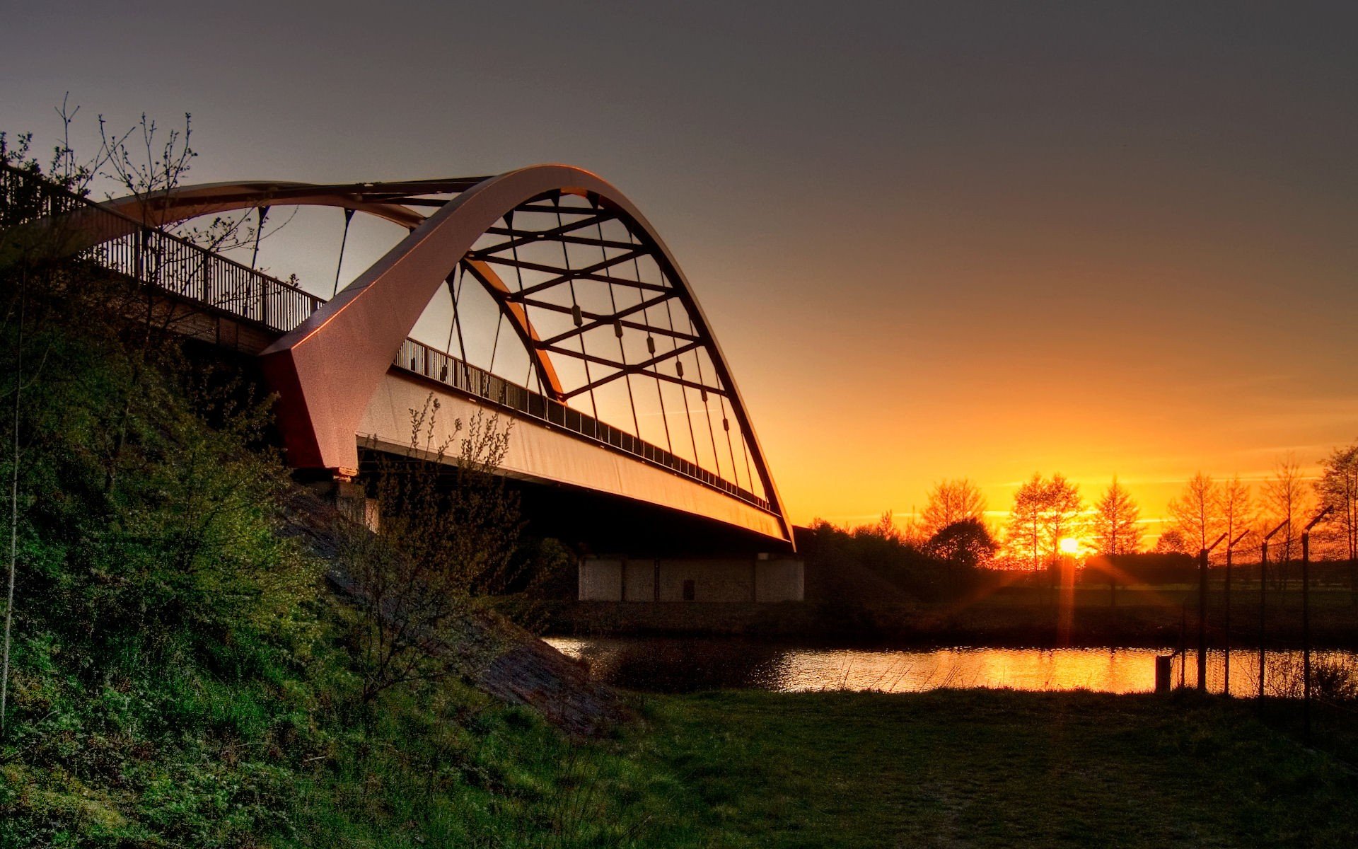 brücke sonne fluss