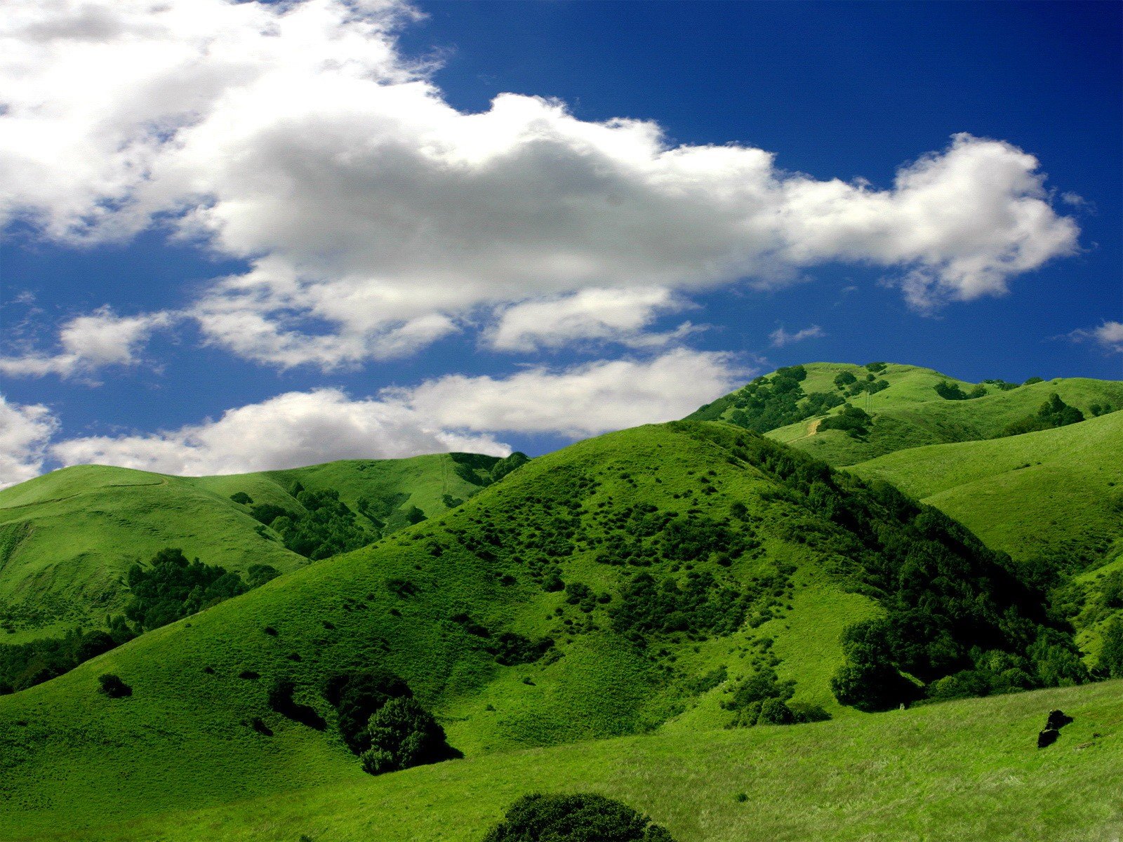 hills clouds sky green