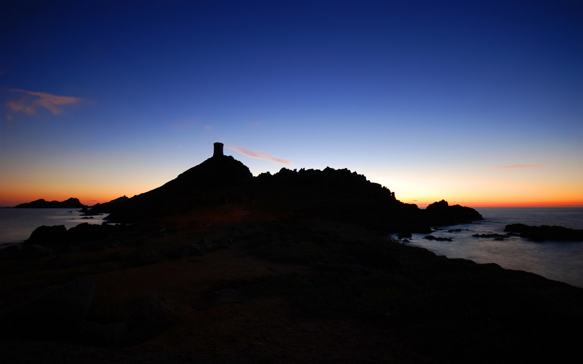 rocas cielo puesta de sol noche