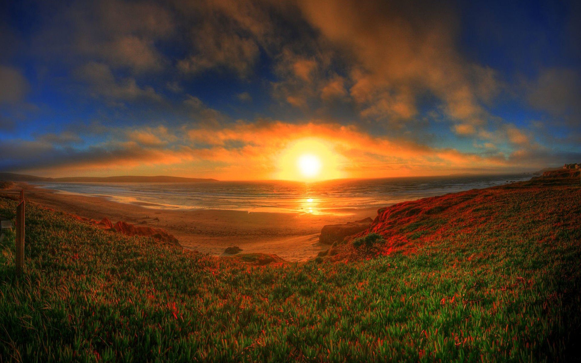 soleil côte mer panorama