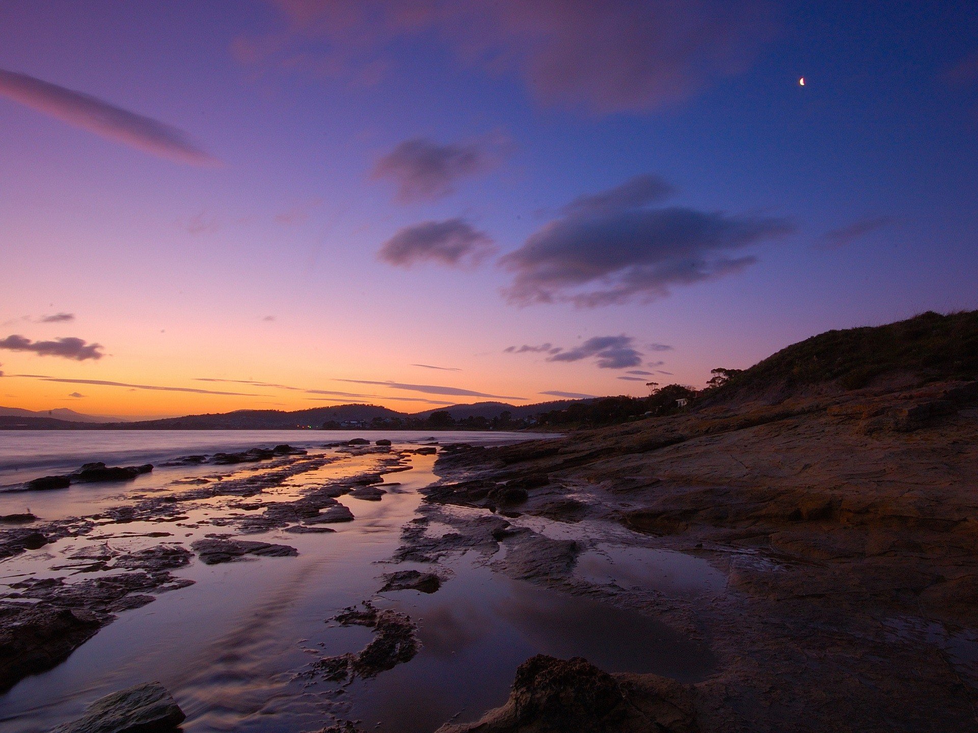 night beach glow moon