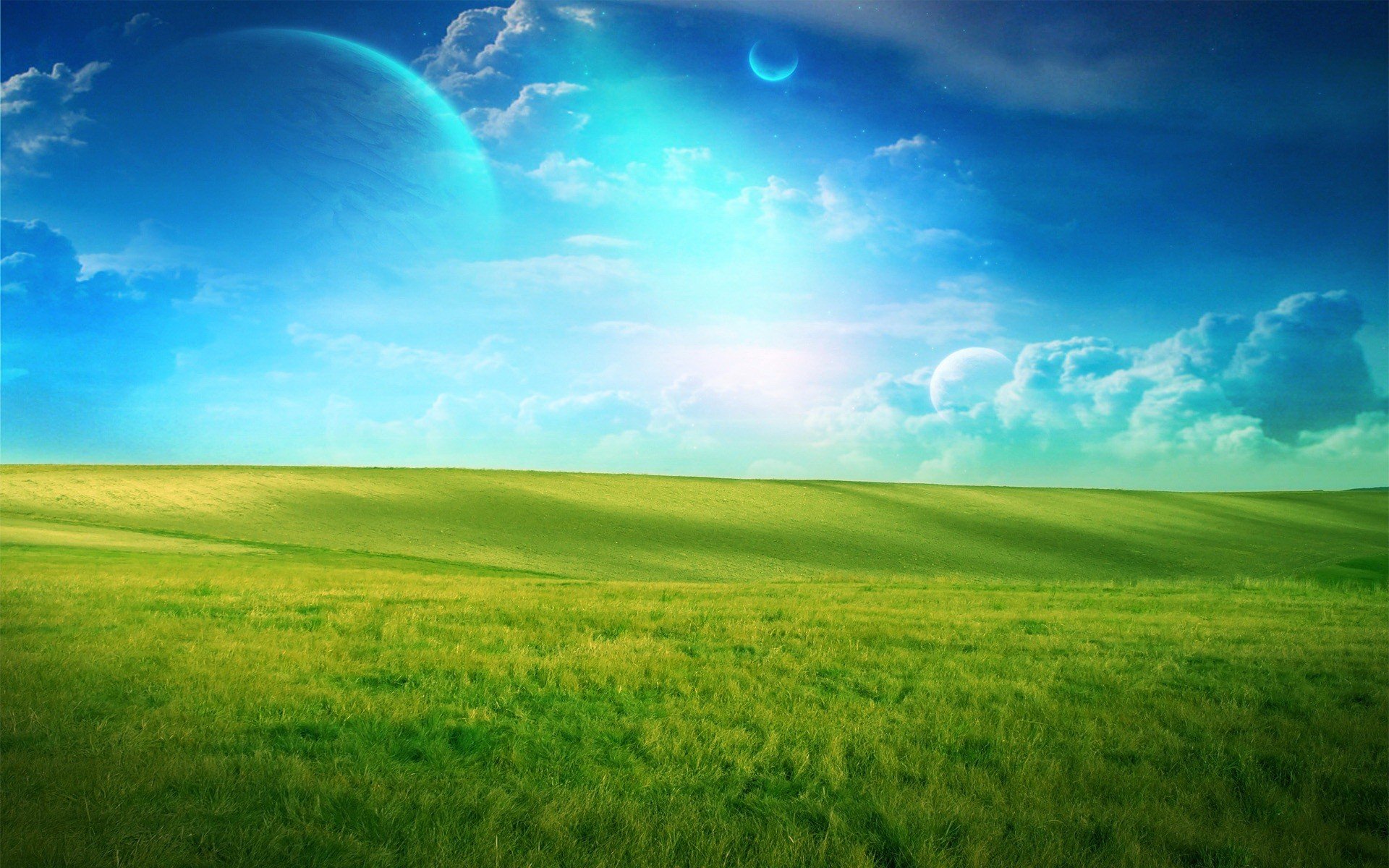 campo nuvole pianeta verde