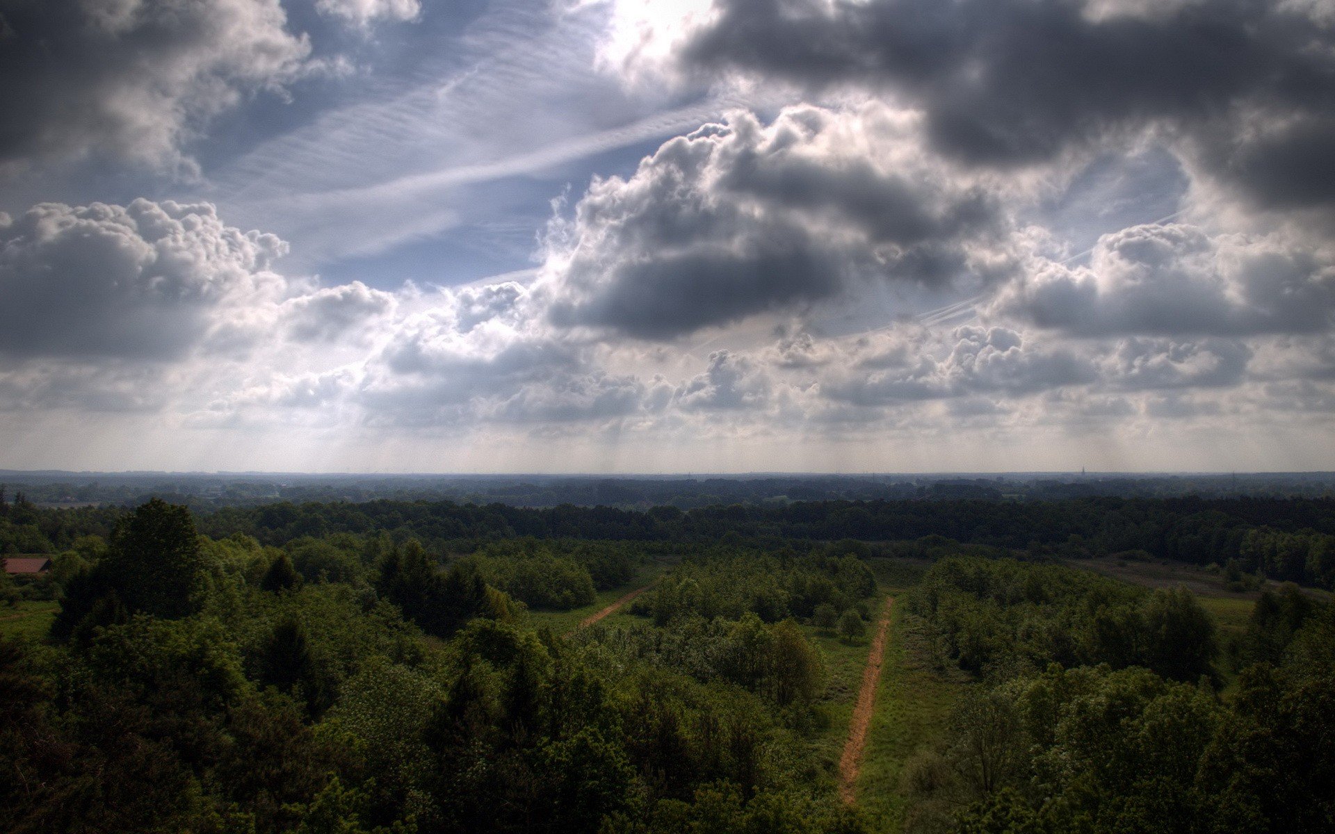 wolken bäume straße