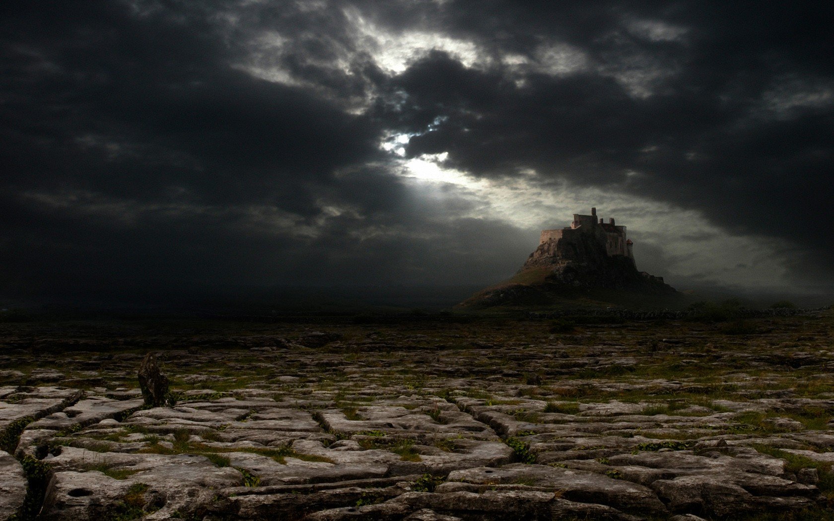 désert nuages ténèbres château