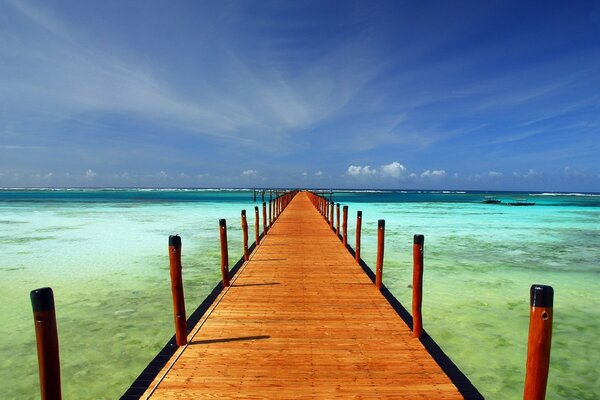 A pier stretching away to the horizon