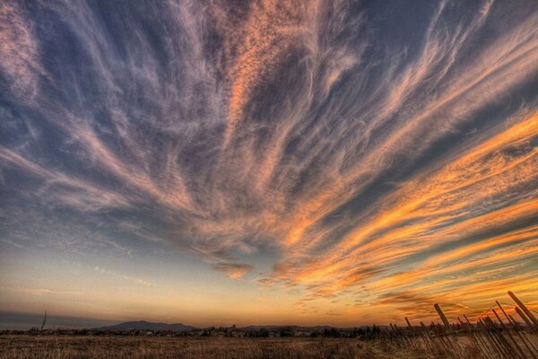 Puesta de sol en un campo al aire libre